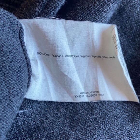 𝅺women’s Esprit shawl collar grey sweater knit cotton Size L - Picture 4 of 5